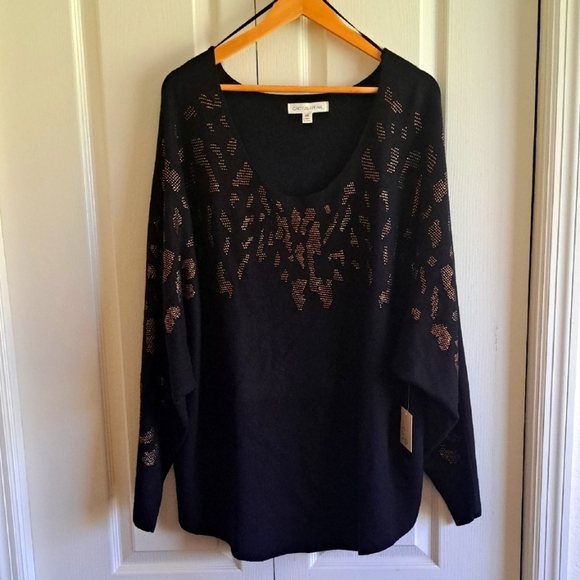 Black And Gold Light Sweater Ftom Cactus + Pearl XXL - Picture 1 of 8